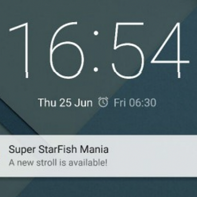 Example of a notification that reminds the user that a stroll is available.