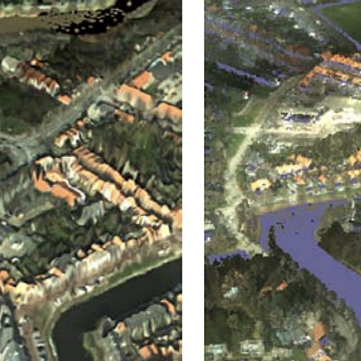 Visual comparison of two visualization techniques of the same area of the AHN2 dataset