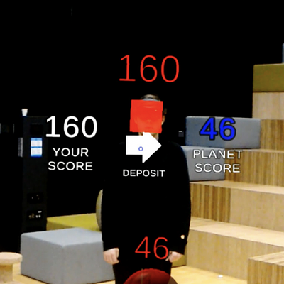 Player view through the HoloLens while depositing energy