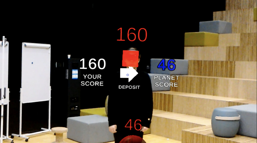 Player view through the HoloLens while depositing energy