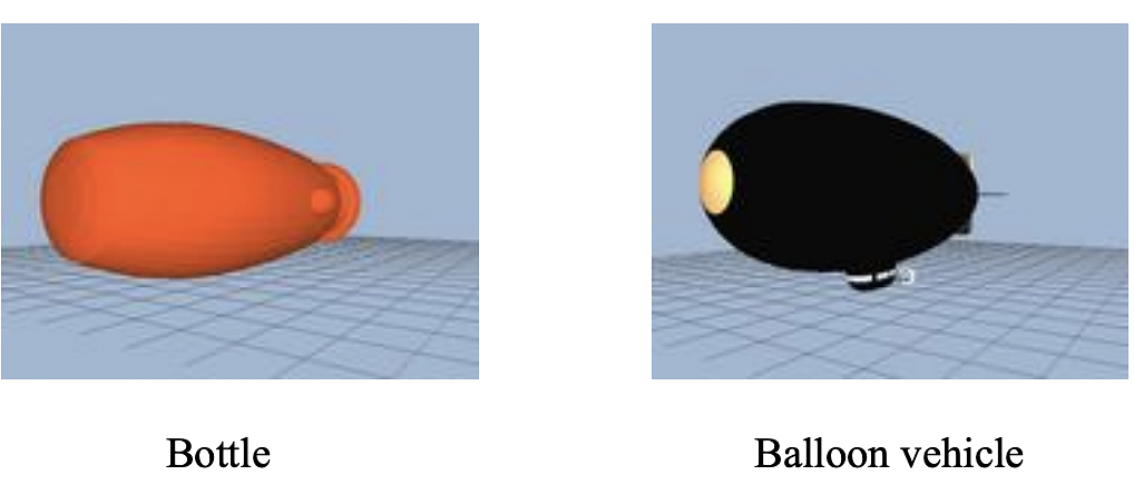 3D model “Bottle” and “Balloon vehicle”