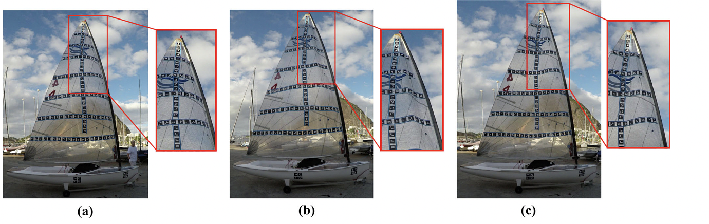 Sail shape variation due wind changing for clip “near_4k_08.mp4”. a Frame 60. b Frame 210. c Frame 330