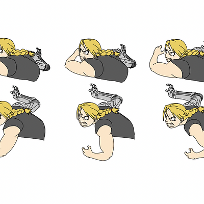 Reproduction from the animation Fullmetal Alchemist: Brotherhood. Guidelines are displaced for clarity purposes. Animation follows left to right, top to bottom.