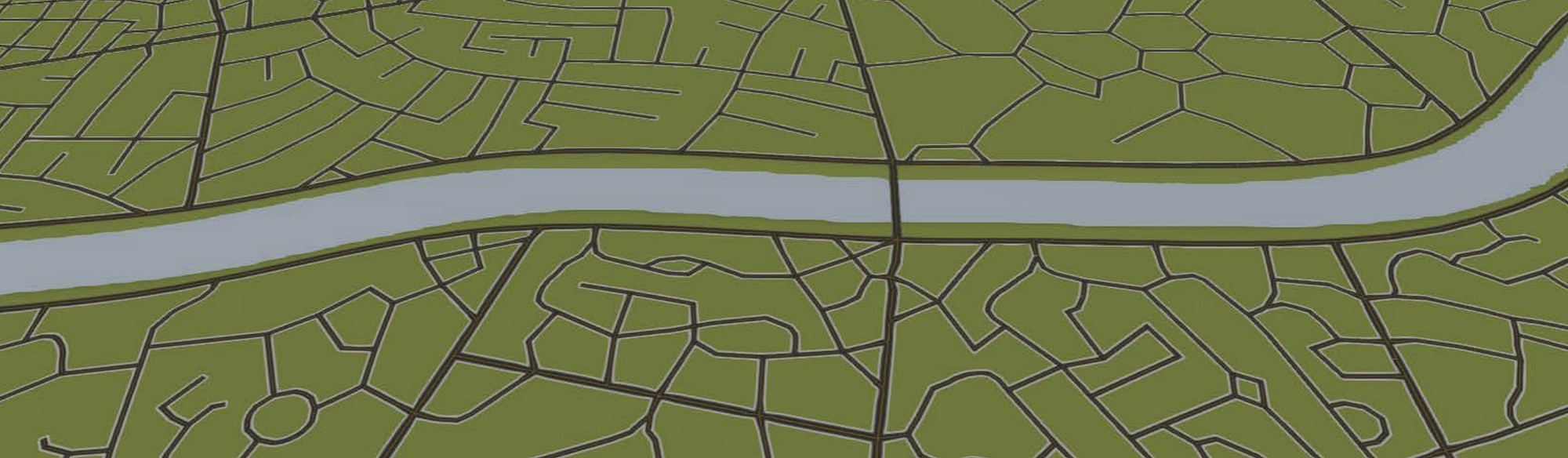 A road network generated using our parametric (upper half) and patch-based (lower half) methods