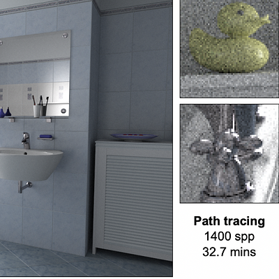 We compare our method to conventional and gradient-domain path tracing in an equal-time comparison. Gradient-domain path reusing produces visually pleasant images with much less noise than path tracing and significantly lower artifacts than gradient-domain path tracing given the same time.