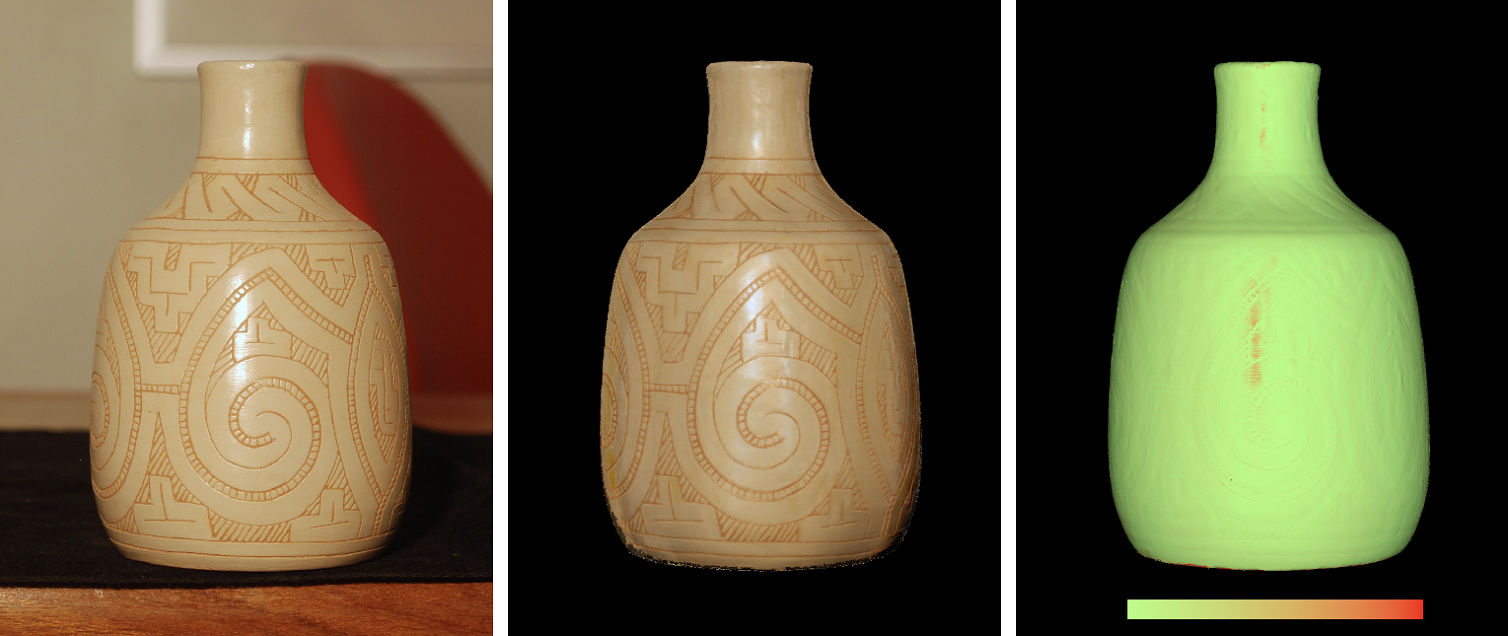 The same pattern of error can be noted on the vase. In general the error is very low, except at the center of some highlight regions.