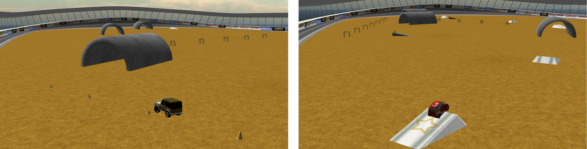 Stunt arenas generated for players modeled as high (a) and medium (b) Sunday Drivers.